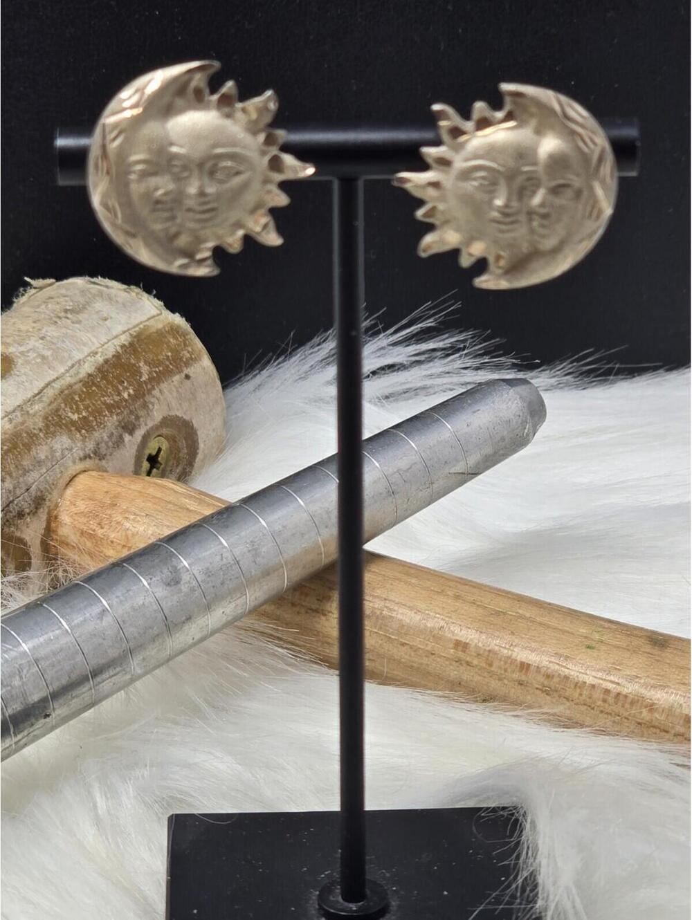 Sterling Silver Sun & Moon Celestial Post Stud Earrings 3g